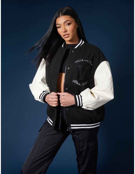 Oversized Varsity Jacket Black
