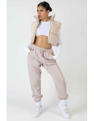 Cropped Puffer Gilet Stone
