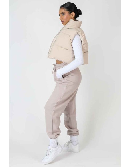 Cropped Puffer Gilet Stone