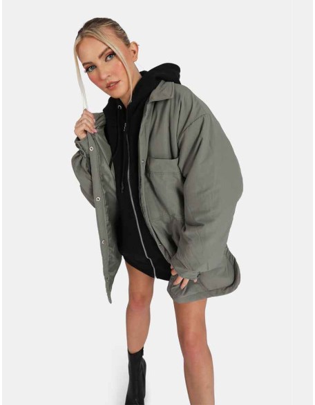 Padded Oversized Shacket Slate