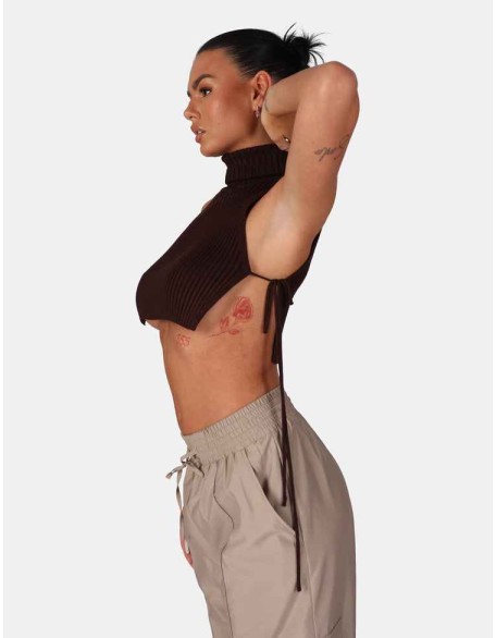 Tie Side Roll Neck Crop Top