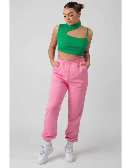 High Neck Cut Out Strappy Bralet Green
