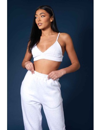 Triangle Ribbed Bralet Oatmeal Marl