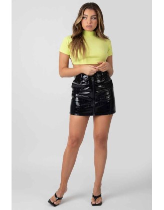 High Neck Tie Back Crop Top Lime