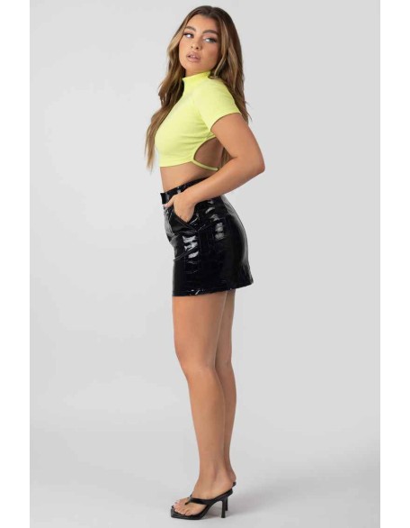 High Neck Tie Back Crop Top Lime
