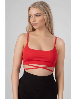 Strappy Tie Cropped Bralet Red