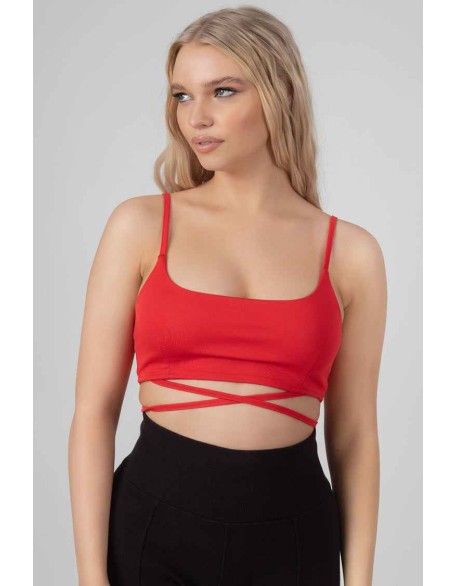 Strappy Tie Cropped Bralet Red