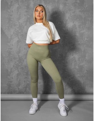 Elasticated Waist Cropped T-Shirt White