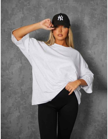 Exposed Seam Oversized T Shirt Oatmeal Marl