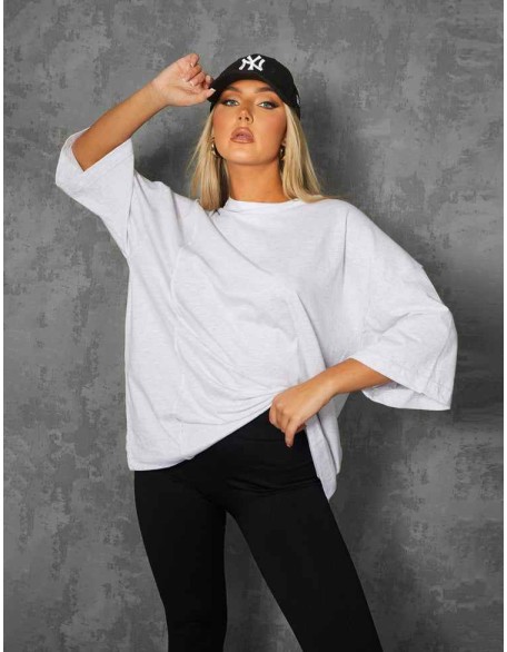 Exposed Seam Oversized T Shirt Oatmeal Marl