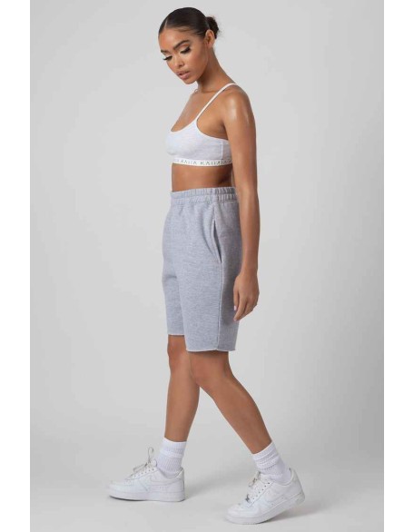 Longline Raw Hem Shorts Grey