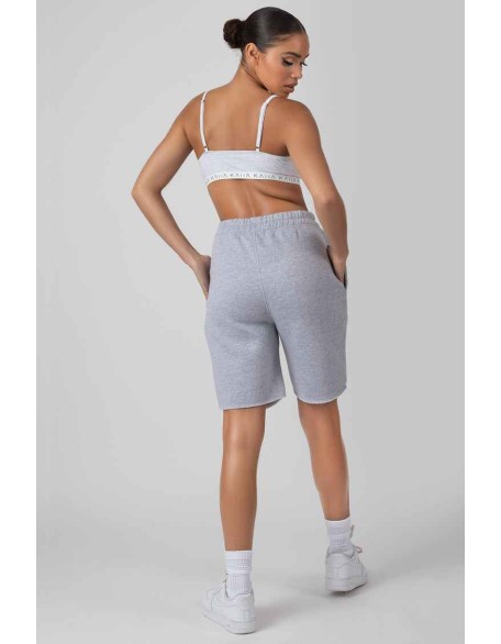 Longline Raw Hem Shorts Grey