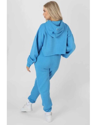 Oversized Cropped Sweat Hoodie Blue