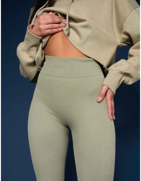 Oversized Cropped Light Khaki Sweat Hoodie