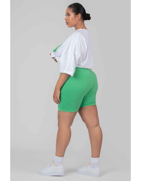 Curve High Waisted Jersey Cycling Shorts Green