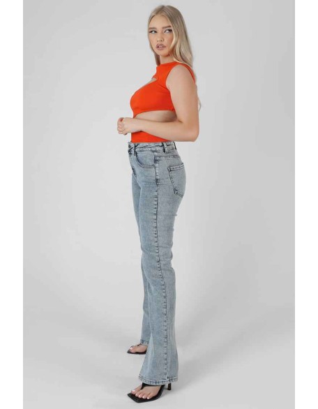 Asymmetric Cut Away Bodysuit Orange
