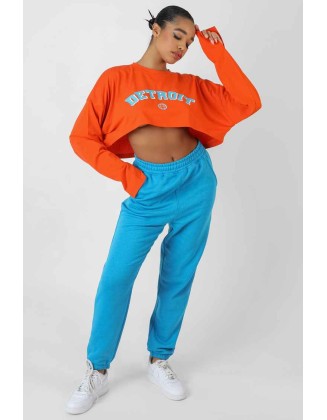 Detroit Super Cropped Long Sleeve T-Shirt Orange