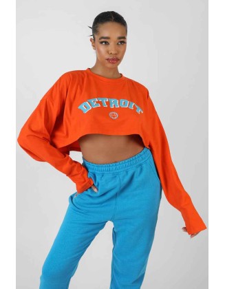 Detroit Super Cropped Long Sleeve T-Shirt Orange