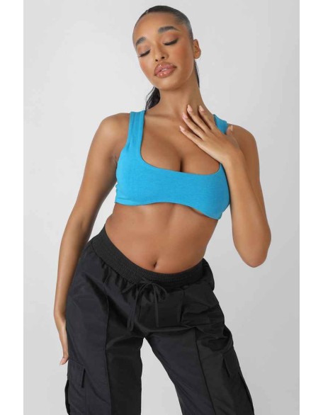 Underbust Detail Crop Top Blue