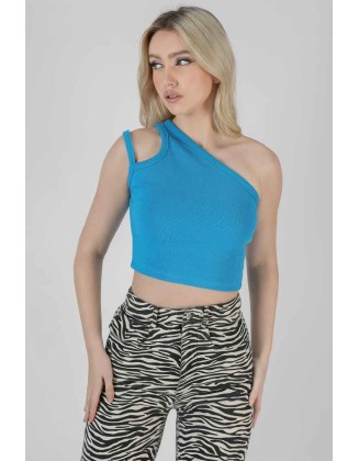 Asymmetric Strap Top Blue