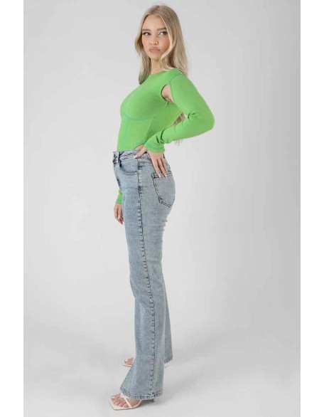 Contrast Stitch Bodysuit Green