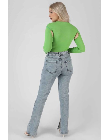 Contrast Stitch Bodysuit Green
