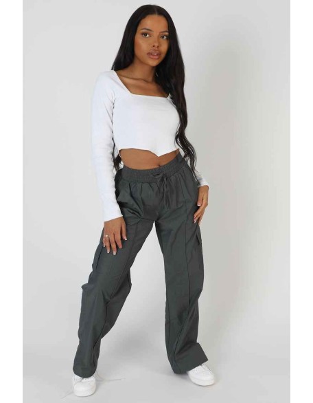 Long Sleeve Hankey Crop Top White