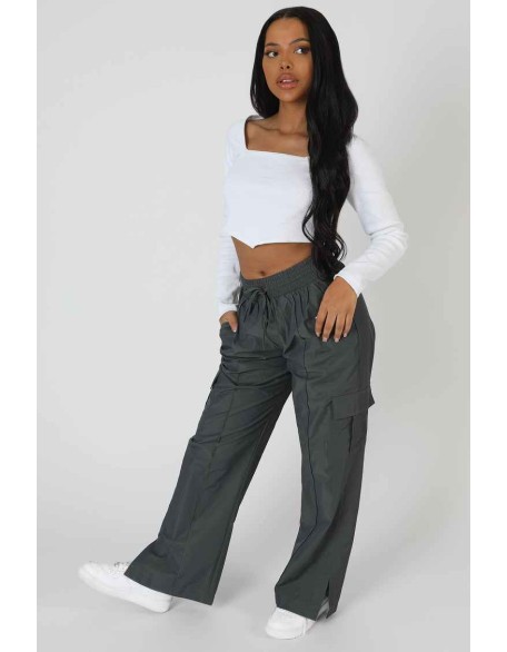 Long Sleeve Hankey Crop Top White
