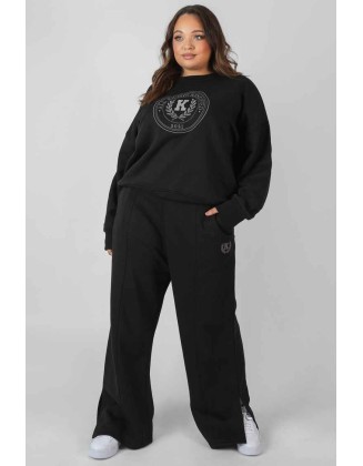 Curve Kaiia Tonal Embroidered Joggers Black
