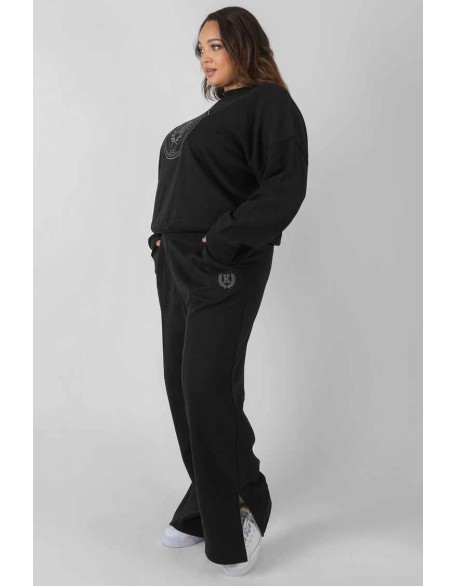 Curve Kaiia Tonal Embroidered Joggers Black