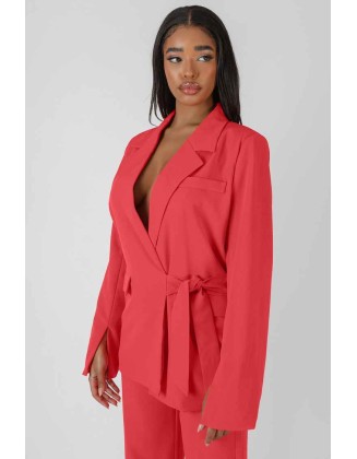 Wrap Waist Blazer Coral