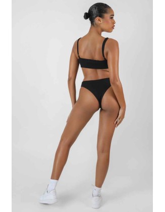 V Front Cheeky Bum Knicker Black