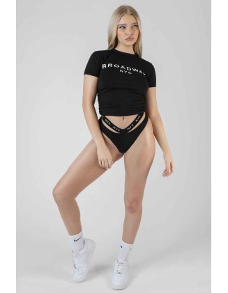 Nyc Elastic Cheeky Bum Knicker Black