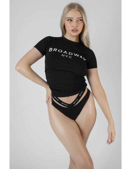 Nyc Elastic Cheeky Bum Knicker Black