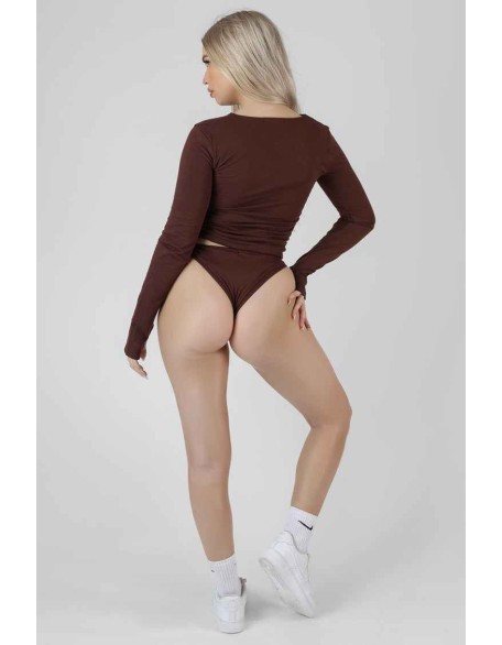 Ruched Side Lounge Top Chocolate