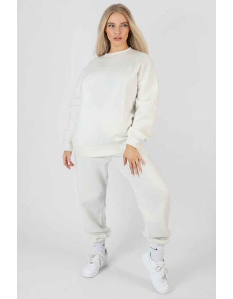 Tonal Embroidery Joggers Ecru