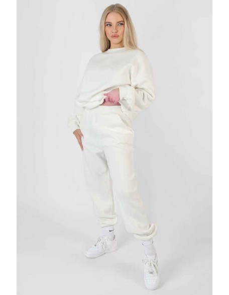 Tonal Embroidery Joggers Ecru