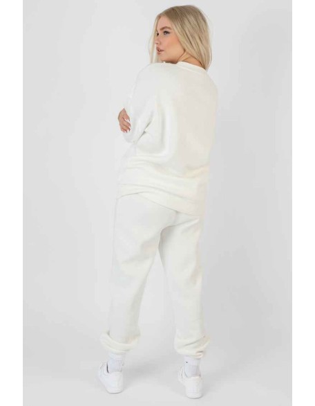 Tonal Embroidery Joggers Ecru