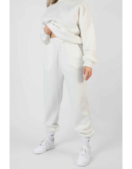 Tonal Embroidery Joggers Ecru