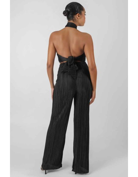Plisse Trouser Black