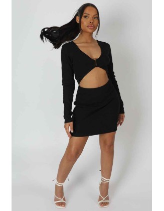 U-Bar Trim Mini Dress Black