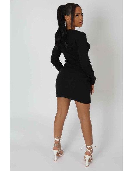 U-Bar Trim Mini Dress Black