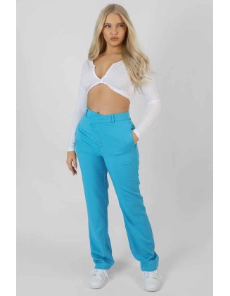 Twist Front Long Sleeve Crop Top White