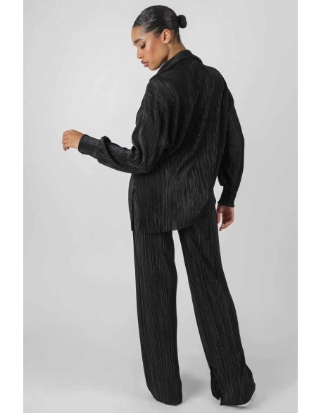 Oversized Plisse Shirt Black