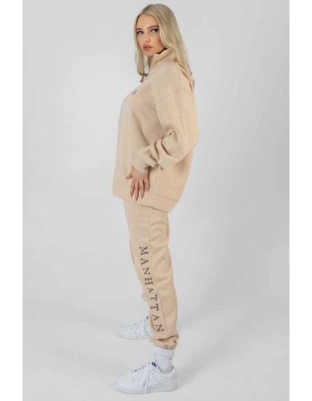 Manhattan Half Zip Pullover Sweatshirt Stone