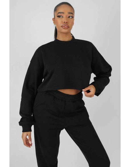 Self Love Club Cropped Sweatshirt Black
