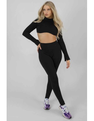 Athleisure High Neck Underbust Top Black