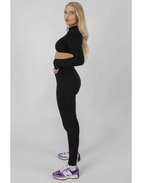 Athleisure High Neck Underbust Top Black
