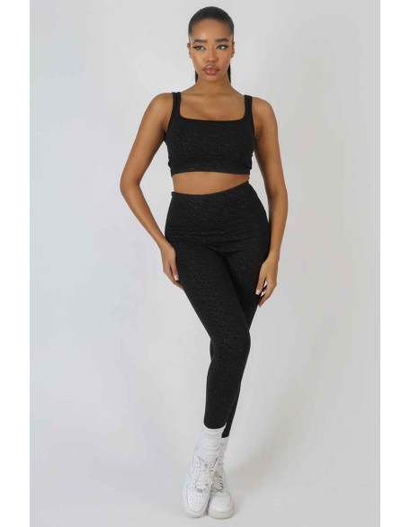 Repeat Print Leggings Black