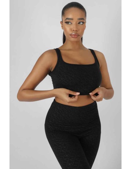 Repeat Print Bralet Black